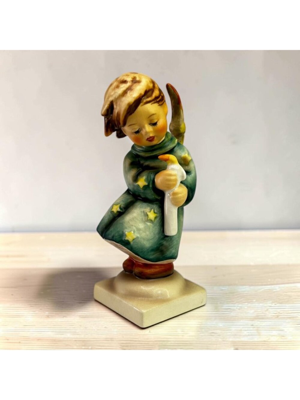 Hummel Heavenly Angel Goebel Porcelain Figurine Holding Candle 4"T from 1980s